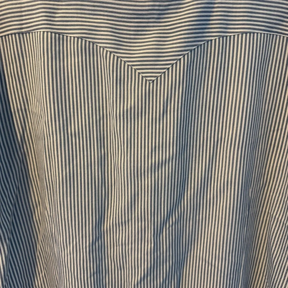 H Bar C Vintage Western Snap Button Shirt Short Sleeve Blue & White Striped - Picture 4 of 4